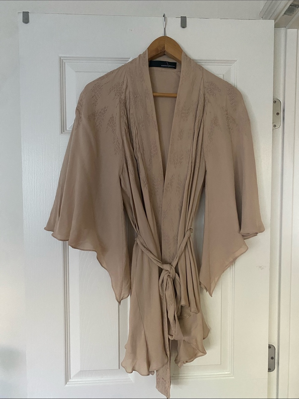 Silk Jacket with Self-Tie Waist